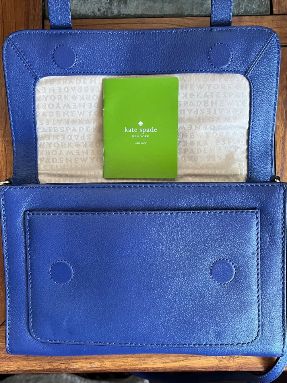 Kate Spade Bright Navy Blue Leather Magnetic Buckle Flap Crossbody Bag  NWOT - Picture 10 of 11